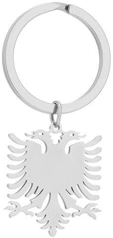 Uqezagpa Schlüsselanhänger – Stilvoller albanischer Schlüsselanhänger, Gold/Silber, einzigartiger ethnischer Schlüsselanhänger, Accessoire für Männer und Frauen, silber, Pendant 2.9*2.5cm