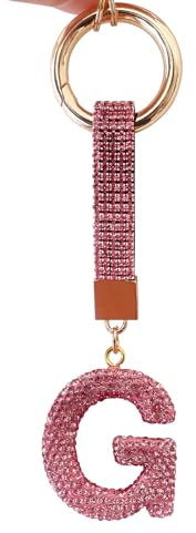 ZVRSUA Portachiavi con lettera per donne e ragazze, portachiavi rosa, portachiavi Gliter, accessori per chiavi/chiavi auto, zaini e borse, regali da donna, Colore: rosa., Taglia unica