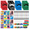 64Pcs Gaming Party Bag Fillers for Kids Video Game Party Favours Invisible Ink Pen Silicone Bracelet Keychain Luminous Stickers Gift Bags Gamer Birthday Party Bags Fillers for Kids Boys