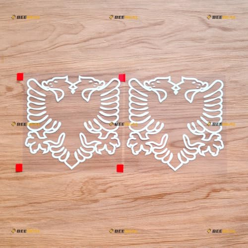 Albanischer doppelköpfiger Adler Albanien Aufkleber Decal Vinyl - 2er Pack Weiß, 12,7 cm - für Auto Boot Laptop Stil c