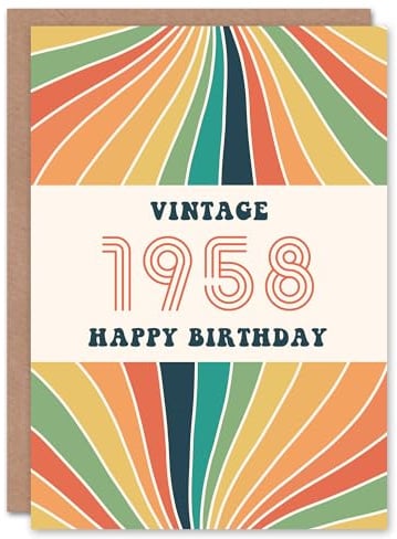Artery8 Vintage Retro Him Her Rainbow Born 1958 Aged 67 Years Old 67th Birthday Card Mum Dad Gran Grandad