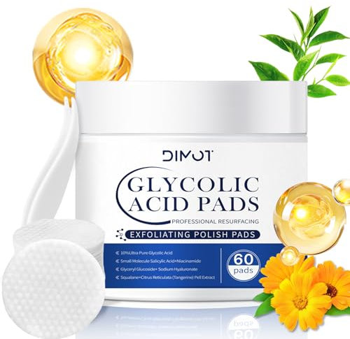 Glykolsäure Peel Pads mit Glycolic Acid & Salicylic Acid - Tiefenreinigung, Porenverfeinerung und Langzeitpflege für strahlende Haut (60 Pads)