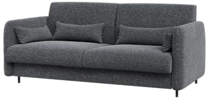 Friderik Bed Concept BC-18 – Sofa 140, ausziehbar, kompatible Couch zum Klappbett BC-01, 164x74x93 cm (Graphit Art 82630, Front Weiß Hochglanz)