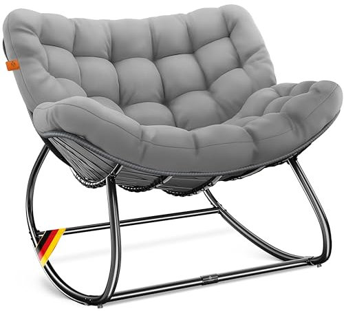 KESSER® Schaukelstuhl für drinnen & draußen ergonomischer Schaukelsessel | maximale Belastung von 120kg Relaxsessel mit Rutschfesten Füßen, Witterungsbeständig | Ideal für Balkon, Garten & Wohnzimmer