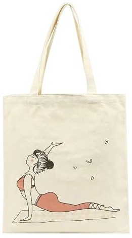 ALMLWIAJ Bolsa de lona con estampado de mariposas y flores, bolsa de compras de 35 x 38 cm, algodón natural, diseño floral, color crema, Hudei, 15 inch (Backward Leaning Pose)