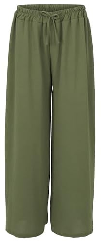 Malito - Damen Marlenehose im Animal Print - weich fließende Culottehose - lockere Sommerhose - Trendige Freizeithose 2306 - (Uni Oliv)