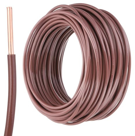 sourcing map 100 Feet Electrical Wire Insulated Solid Copper 12AWG Hook Up Wire Cable THHN Wire Residential, Industrial, Grounding, Electrical Rated for 600 Volts,UL listed, Brown