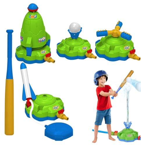 Sprinkler Kids, Kid Sprinklers Backyard, 9.84 inches 360 Rotating Interactive Toys, Baseball Rocket Game Set, Water Sprinkler for Ages 3-12, Fun Outdoor, Yard, Pool and Garden Play