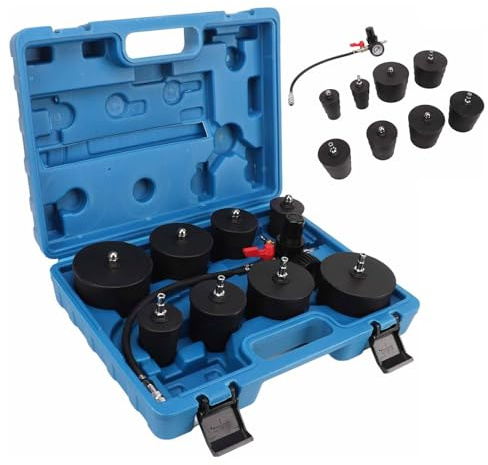 Turbolader Ladeluft System Adapter Satz, 9Tlg Ladeluftkühler Abdrücksatz Abdrücken Tester Druckbereich 60bar-80psi, Ladeluftkühler Abdrücksatz Prüfwerkzeuge für Kompressorsysteme Ladeluftschläuche