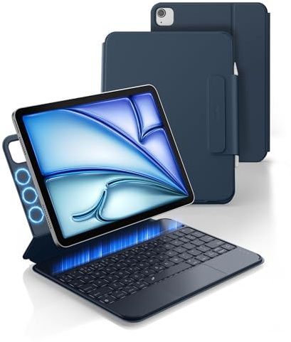 Dexnor for iPad Air 11 inch Case with Keyboard M4/M3/M2 Ultra-Light | Keyboard for iPad Pro 11 (4th/3rd/2nd/1st Gen) & iPad Air 5th/4th Gen, Ultra-portable, Magnetic, Trackpad, Backlit, Blue