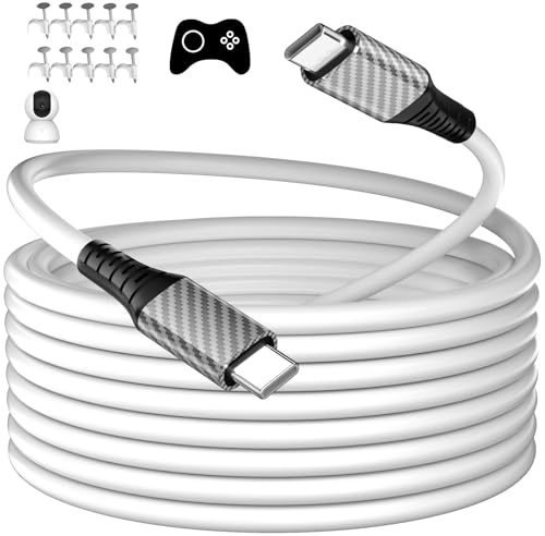 AIAUXAI USB C Cable 9M 60W Extra Long Power Extension Cable Type C,White | USBC to USBC Fast Charging Cord for iPhone 17 16 Pro Max/MacBook/iPad/Eufy Mi Security Cameras/Samsung S26 S25 S24 S23/Laptop