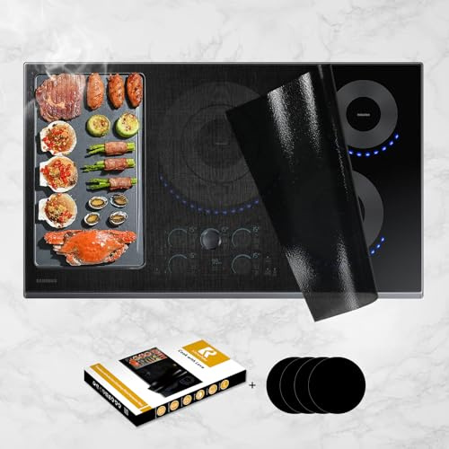KitchenRaku Silicone Induction Hob Protector Mat Translucent Black, 61x53cm | Protects Cooktop from Scratches & Stains, Heat Resistant to 450℉, Reusable & Non-Slip, Dishwasher Safe, for Magnetic Cooktops