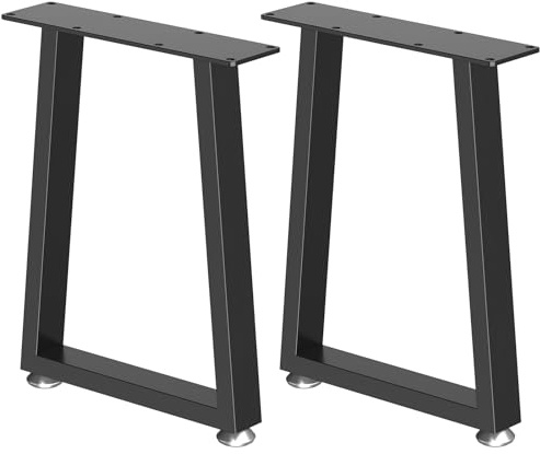 ENUMAIL Pieds de Meubles en Métal de Type T,30x40x7cm,Noir,2 Pack | Pied de Table avec Instructions de Montage,Tube Métallique 4x2cm,4 Tapis Antidérapant Réglable en Hauteur,Pré Perçage