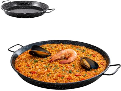TWO TIGERS | Paellera Para Inducción Vitrocerámica y Gas | 30 cm de Diámetro | De 3 a 5 Raciones | Para Hostelería Restaurantes Hoteles | Acero Esmaltado Resistente Fácil de Limpiar