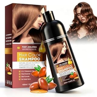 Champú Tinte Castaño Claro para Hombre y Mujer, 4 en 1 Cubre Canas Mujer, Cobertura de Canas Natural e Instantánea, Coloración Suave para Todo Tipo de Cabello, 500ML
