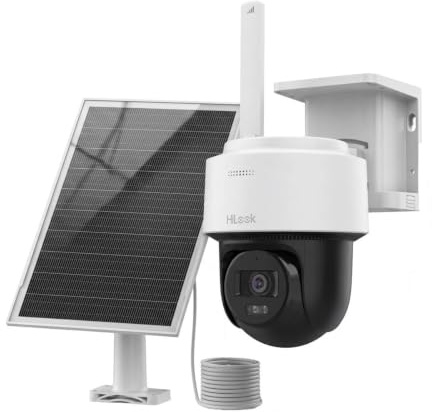 HiLook Solar Überwachungskamera außen 4MP, 4G-SIM, schwenkbar, Akku | | ohne WLAN und ohne Stromkabel | Akku mit Solarladung | Schwenken per App | Bewegungsalarm