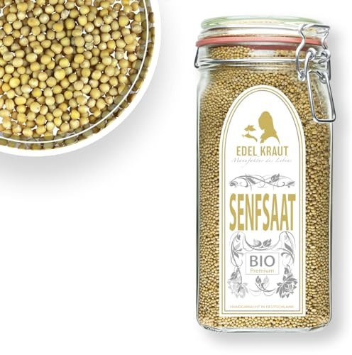 SENFSAAT ganz BIO 1000g im GLAS - Mustard Seed Organic | EDEL KRAUT - 100% naturrein - Premium Gewürze & Gewürzmischungen - frei von jeglichen Zusatzstoffen - kontrolliert biologischer Anbau