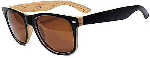iceBoo Sunglasses Plastic lightweight frame matte wood wooden grain pattern effect, Plastic lens UV400 (Wood grain pattern lightweight plastic frame (W5023)