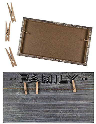 Memotafel Schild Wandschild »FAMILY« mit Band & Klammern Vintage Look Leinen auf Holzrahmen 36·20cm