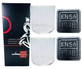 Enso 2 Tumbler + 2 Untersetzer mit Geschenkverpackung japanischer Whiskey Glas Gläser Longdrinkglas Bierdeckel