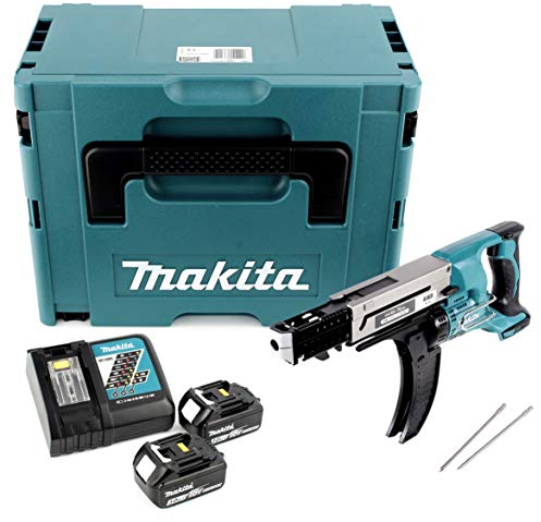 Makita DFR 750 RFJ Akku Magazinschrauber 18V 45-75mm + 2x Akku 3,0Ah + Ladegerät + Makpac