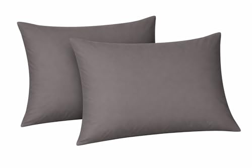 Arlinens Plain dyed polycotton Housewife pair of pillowcases, Available in 20 (Grey)