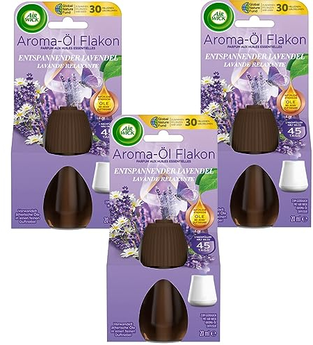 Air Wick Aroma-Öl Flakon Entspanneder Lavendel 3er Pack (3 x 20ml), Nachfüller für Aroma-Öl Diffuser