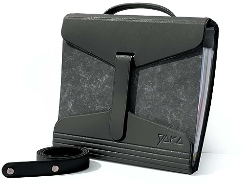 YAKA Porte-Classeur et Documents A4 noir – Bandoulière Réglable : 96 cm, 104 cm ou 112 cm - PVC eco-friendly biocompatible - Compatible classeur (de 40 à 80 mm)