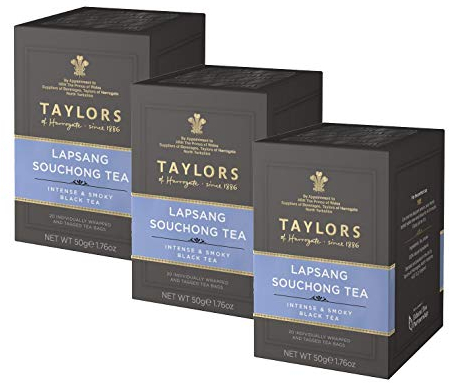 Taylors of Harrogate Lapsang Souchong Tea 20 Wrapped & Tagged Tea Bags (Pack of 3)