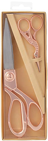 Milward Premium Scheren-Geschenkset – Enthält eine Nähschere und eine Storch-Stickschere, Metall, 20 cm und 9,5 cm, Roségold