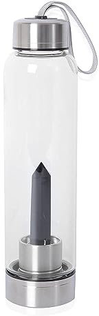 Shop LC Crystal Trinkflasche Glas Klarer Quarz mit Spiritueller Energie Edelstahl Perfekt für Yoga Meditation Heilsteine Geburtstagsgeschenke