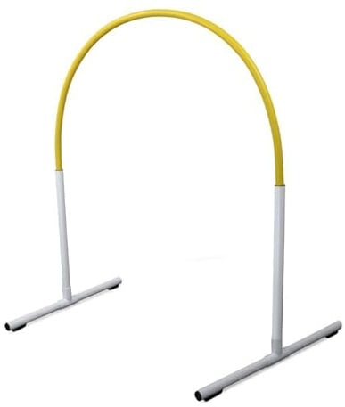SPORTIKEL24 Hoopers Hoop – wetterfest, VDH-konform & farbig – mit Stecksystem für sicheres Hundetraining – aus robustem Kunststoff – Flexibler Hundesport-Reifen mit Stecksystem – Weiß/Gelb
