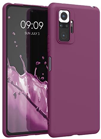 kwmobile Funda para Xiaomi Redmi Note 10 Pro Carcasa - Ultrafina de TPU y Silicona con Bordes elevados anticaídas - Magenta Oscuro