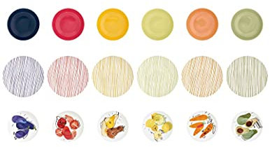 Brandani 52153 Servizio Tavola 18 Perzzi Allegra Combriccola Porcellana Diametro 27/20/20 Lavastoviglie/Microonde/Forno/Freezer Simpatici decori di frutta, ortaggi e animali, in assortiti colori