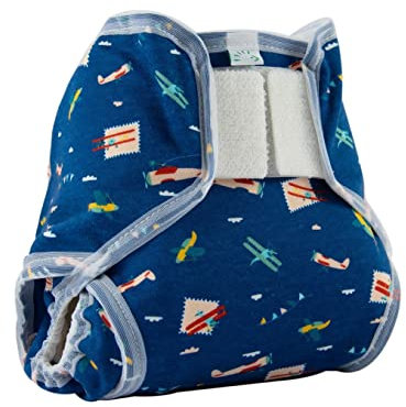 Popolini PopoWrap Blue Planes atmungsaktive Überhose Einfach und stufenlos schließbar mit Auslaufschutz (S - 3-6 kg)