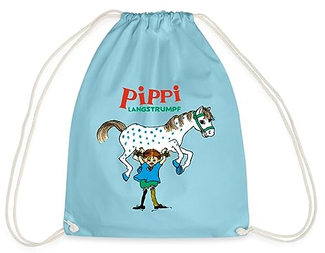 Spreadshirt Pippi Langstrumpf Pippi hebt Kleiner Onkel Turnbeutel, One size, Aqua