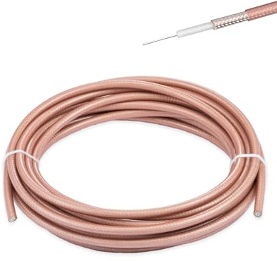 POBADY RG142 Cable Low Loss RF Coaxial Cable 16.4FT/5M Brown Silver-Plated Copper Double Shielded Coax