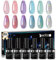 Beautilux Holografischer Regenbogen-Katzenauge-Nagellack, 1 Flasche + 5 Nude-Farben, semipermanenter Lack, Set für Nail Art, Salon, Design, Maniküre, Starter-Set (6 x 10 ml)