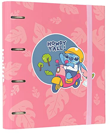 Grupo Erik Ringordner A4 Schmal 4 Ringe - Ordner A4 Schmal Premium Stitch Disney Ordner - Aktenordner 4 Ringe - A4 Ordner A4 Schmal - Ringbuch A4 Aktenordner A4 Büro Zubehör Schul Zubehör