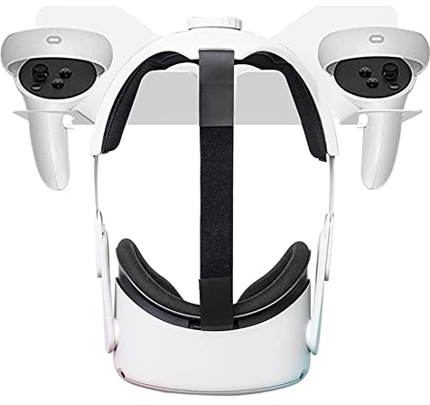Stander Für Oculus Quest 2 / Quest 3 Gläser Wand Lagerung Holder Stand Griff Wall Mount Storage Headset Eva Hard VR Gamepad Controller Travel(Weiß)