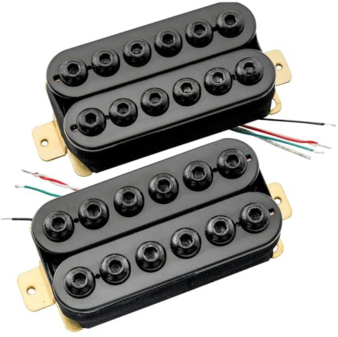 Artec HIVB Invader Keramik Humbucker Hals Steg Tonabnehmer Set Schwarz | Uncovered Verstellbare Hexagonale Pole, für E-Gitarre