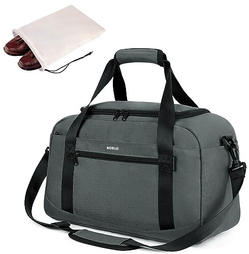 ECOHUB Cabin Bag 40x20x25 for Ryanair Under Seat Flight Bag Recycled PET Eco Friendly Travel Holdall Hand Luggage, Carry On Duffel Bag for Women Men, Patented (Grey)