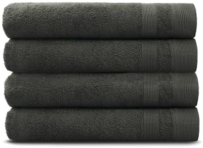 PandaHome Handtuch Set aus Baumwolle - 4 Badetücher - 100% Baumwolle Towel, Schnelltrocknend Weich Saugstark 500 g/m² (Anthrazit)