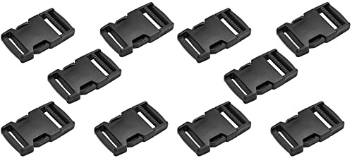 SolaDirect Side Release Buckles Clips for 20 mm / 0.78 inch Webbing Strap, Squeeze Fasteners, Black Delrin Plastic (Pack of 10)