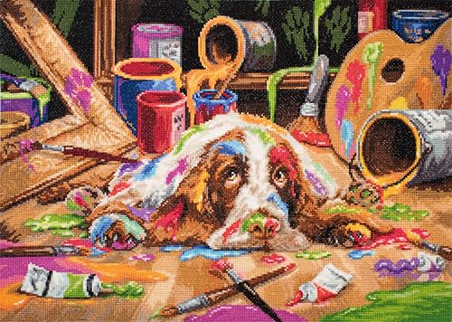 Luca-S Cross Stitch Kit Puppy Picasso, B2415, Counted Cross Stitch Kit for Adults, Needlecraft and Embroidery Kit