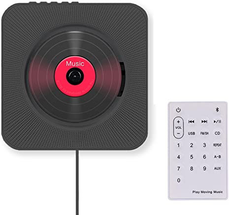 ALSUP Lettori CD per la casa, Lettore CD Portatile con Bluetooth, Boombox Audio Domestico con Telecomando Radio FM USB MP3,Black