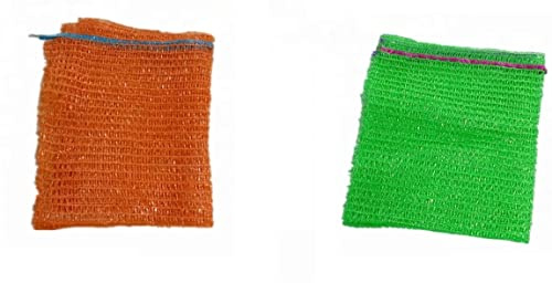 10 Raschelsäcke mit Zugband Netzsäcke Fruchtsäcke Kartoffelsäcke Netzsack für Kaminholz Äpfel Kartoffeln Obst und Gemüse (50 x 80 cm 30 KG, orange)