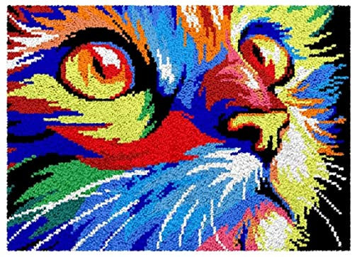 ROCKY&CHAO Latch Hook Kits for Adults Kids Cat 50x380 CM DIY Latch Hook Rug Kit, Home Carpet Rug Making Kit, Cross Stitch Embroidery Kits Needlework Crafts Rug for Home Decor