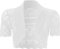 JJ CLOTHING J15 New Ladies Bolero Shrug Crochet Knitted Cardigan Women's Top Short Sleeve Cardi Bolero Top Plus Sizes 8-22 UK (White, 12-14)