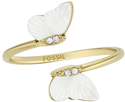 FOSSIL Damen Ringe aus Edelstahl offen, 7, Ernte-Gold